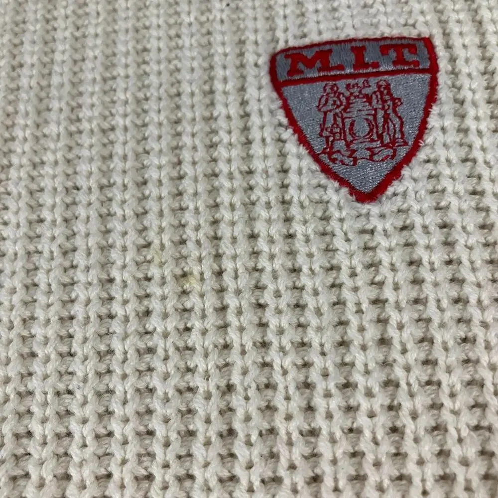 Harvard The Coop Sweater Men’s Large Cream Cotton‎ Crewneck Made in USA College